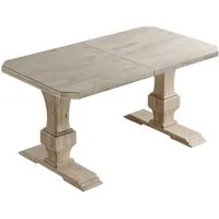 table à manger extensible en bois de chêne nordique avec pied en bois sculpté - longueur 160-240 x profondeur 90 x hauteur 79 cm