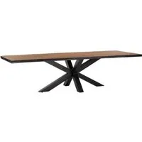 table de repas rectangulaire - tousmesmeubles - somone - bois brut/noir - industriel - l 300 x l 94 x h 78