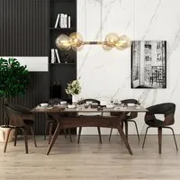 table salle à manger - leonel - 180x90 cm - bois de noyer - bois de massif - style moderne