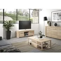 meuble tv oleron  - 2 tiroirs  - décor chêne  - made in france - l 160 x p 45 x h 50 cm - gami