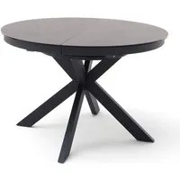 table à manger, table de repas ronde extensible coloris anthracite, pieds métal laqué mat - diamètre 120-160 x hauteur76 cm
