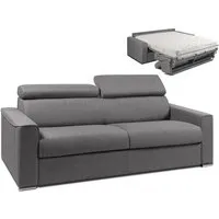 canapé 4 places convertible express en tissu linea sofa vizir - gris - couchage 160 cm - matelas 18cm