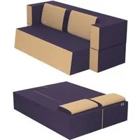 canapé lit praticho convertible modulable réversible 2 places - tissu dehoussable et lavable couleur violet