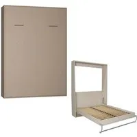 armoire lit escamotable - inside 75 - smart-v2 - gain de place - couchage 140x200 cm - taupe