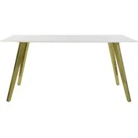 table à manger, table repas rectangulaire en céramique avec pieds en métal doré - longueur 160 x profondeur 90 x hauteur 76 cm