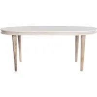table à manger, table repas ovale en bois massif coloris blanc - longueur 180 x profondeur 90 x hauteur 76 cm