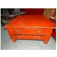 table basse carrée 4 tiroirs rouge 90x90 cm - pal-1048