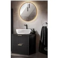 ensembles salle de bain - ensemble meuble vasque à poser 60 cm en bois + miroir - georgia black noir