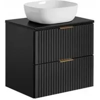 ensembles salle de bain - ensemble meuble vasque à poser 60 cm en bois - georgia black noir