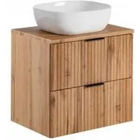 ensembles salle de bain - ensemble meuble vasque à poser 60 cm en bois - georgia oak beige