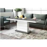table basse relevable extensible120-170 x 75 x 50-65 cm - gris/blanc