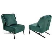 lot de 2 fauteuil lounge en velours 70 x 80 x 85 cm - vert foncé