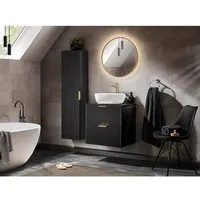 ensembles salle de bain - ensemble meuble vasque à poser 60 cm + 2 éléments - georgia black noir