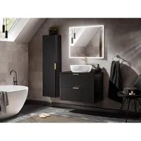 ensembles salle de bain - ensemble salle de bain meuble vasque à poser 80 cm + 2 éléments - georgia black noir