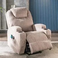 hongya fauteuil de relaxation massage électrique inclinable en tissu pour personnes âgées -brun clair