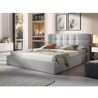 lit coffre - bestmobilier - mael - 180x200 - gris clair - bois aggloméré et panneaux de particules