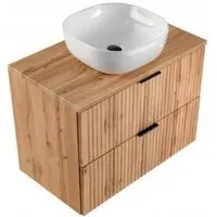 ensembles salle de bain - ensemble meuble vasque à poser 80 cm en bois - georgia oak beige