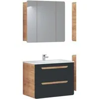 ensembles salle de bain - ensemble meuble vasque + cabinet miroir - 80 cm - archipel cosmos beige