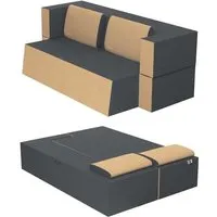 canapé lit praticho convertible modulable réversible 2 places -tissu dehoussable et lavable couleur gris