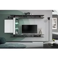 ensemble meuble tv mural tony design couleur gris anthracite. meuble de salon suspendu 230 gris