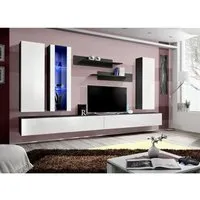 meuble tv fly e4 - price factory - blanc brillant - suspendu - moderne - tendance
