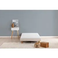 deko dream - sommier tapissier à lattes 90 x 190 - bois massif blanc + pieds