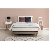 deko dream confort pack pret à dormir - matelas + sommier 140x190 + couette + 2 oreillers - mousse - 25 cm - ferme