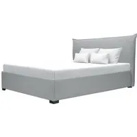 cushion lit coffre adulte 160x200 cm - classique - tissu gris clair - sommier inclus