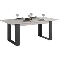 table à manger rectangulaire cesar - décor noir chêne beige grisé  - 6 personnes - industriel - l 200 x p 78 x h 100 cm - parisot