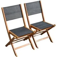 chaise de jardin pliante en bois eucalyptus - martigues - lot de 2 - textilène imperméable - fsc 100%
