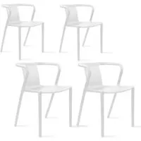 lot de 4 fauteuils de jardin design - oviala - blanc - polypropylène - empilables