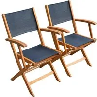 fauteuil de jardin pliant en bois d'eucalyptus - martigues - lot de 2 - confortable et résistant