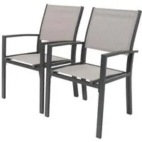 fauteuil de jardin en aluminium et textilène "tropic" - phoenix - taupe - lot de 2
