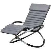 chaise longue à bascule pliable rocking chair design contemporain - outsunny - gris - métal - pliant