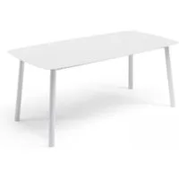 table de jardin - oviala - piedra - aluminium et pierre frittée blanc - 180x90x76cm