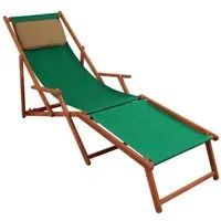 chaise longue de jardin verte pliante avec repose-pieds et oreiller, mobilier de jardin 10-304fkd
