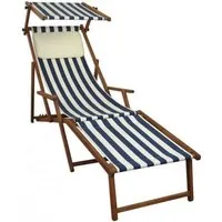 chaise longue pliante, rayé bleu et blanc, chilienne, repose-pieds, pare-soleil, oreiller 10-317fskh