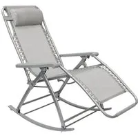chaise longue berçante pliable et inclinable amanka - gris