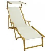 chaise longue de jardin en bois naturel - erst-holz - 10-303nfs - accoudoirs - repose-pieds - pare-soleil