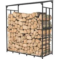 étagère en métal pour bois de cheminée - porte bûches - range bûches bois 182x70x187cm stockage de bois de chauffage avec toit en