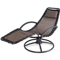 casaria chaise longue de relaxation eve moka en acier laqué fonction bascule chaise fauteuil de jardin à bascule