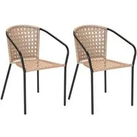 lot de 2 fauteuil de jardin en résine tressée imitation rotin cocos - jardiline - beige - 56 x 55 x 78 cm