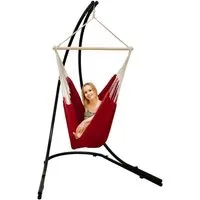 support hamac avec chaise suspendue xxl fauteuil de balancoire 360° rouge