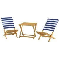 set de 2 chaises pliantes en bois et 1 table, chaise de plage, siège de pêche 10-351-2t