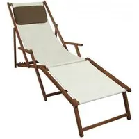 chaise longue de jardin - erst-holz - 10-303fkd - bois massif - blanc/écru - dossier réglable