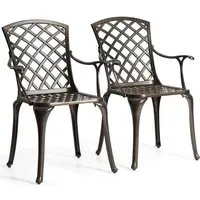 relax4life lot de 2 chaises de jardin en fonte d'aluminium avec charge 10kg, chaise avec design creux pour jardin/cour/salon