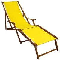 chaise longue de jardin jaune pliante avec repose-pieds, chilienne, mobilier de jardin 10-302f