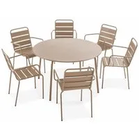 ensemble table de jardin et 6 fauteuils - palavas - taupe - oviala - design contemporain et robustesse