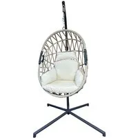 fauteuil suspendu rebecca mobili - polyrattan beige pour intérieur et extérieur