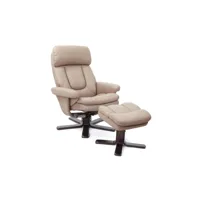 fauteuil relaxation + repose-pieds charles coloris taupe en pu